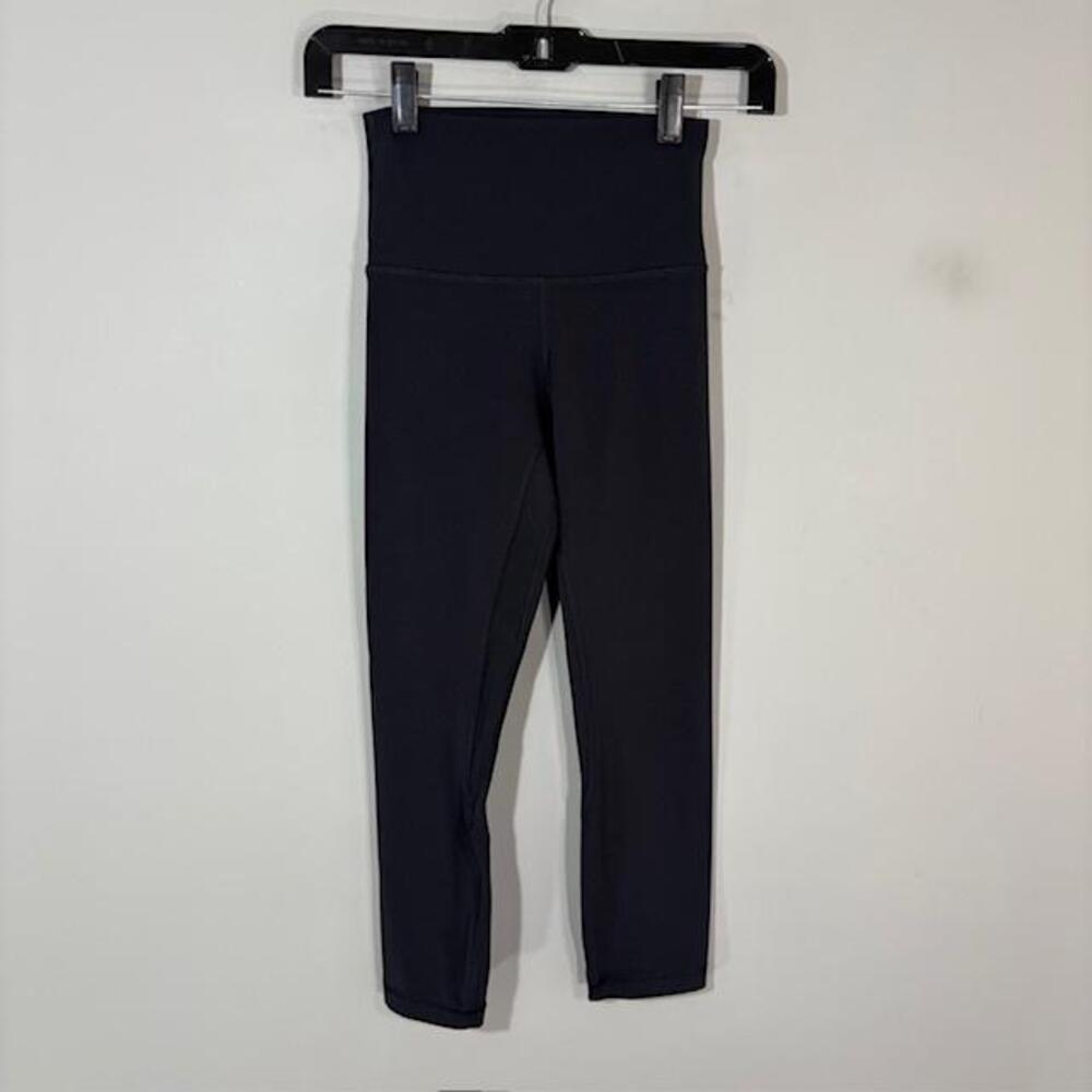 Lululemon Leggings Womens 2 Black High Rise 22" Crop Yoga Pants Gym Athletic
